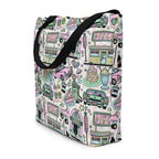 XL Tote Bag with Pocket - 'Bubblegum Diner'