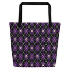 XL Tote Bag with Pocket - 'Diamond Skulls' Default Title