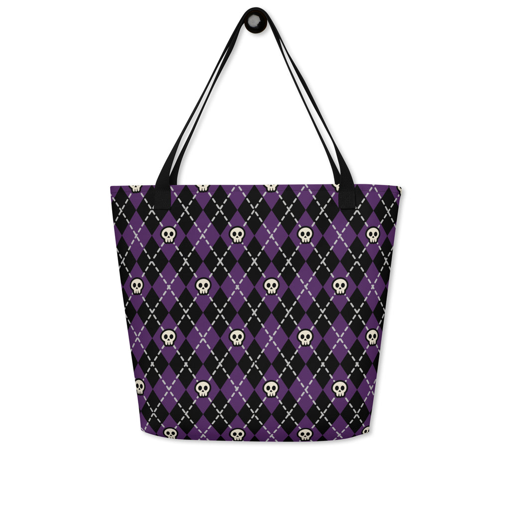 XL Tote Bag with Pocket - 'Diamond Skulls'