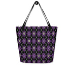 XL Tote Bag with Pocket - 'Diamond Skulls'