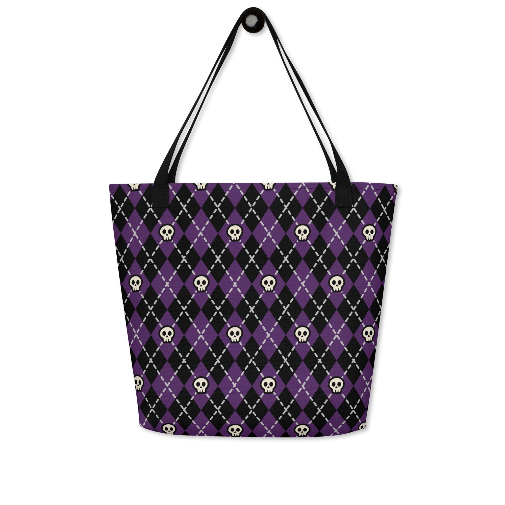 XL Tote Bag with Pocket - 'Diamond Skulls'