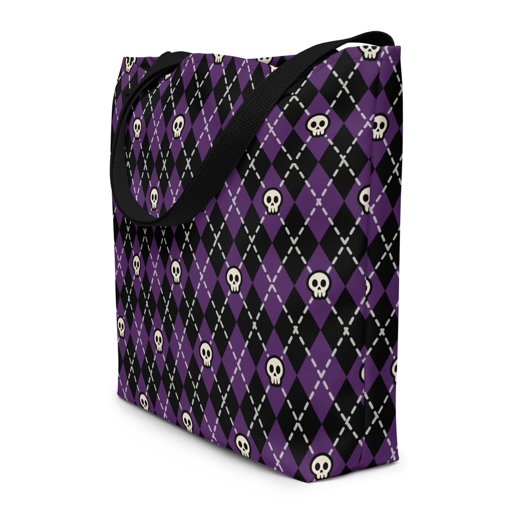 XL Tote Bag with Pocket - 'Diamond Skulls'