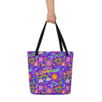 XL Tote Bag with Pocket - 'Glitter Stickers'