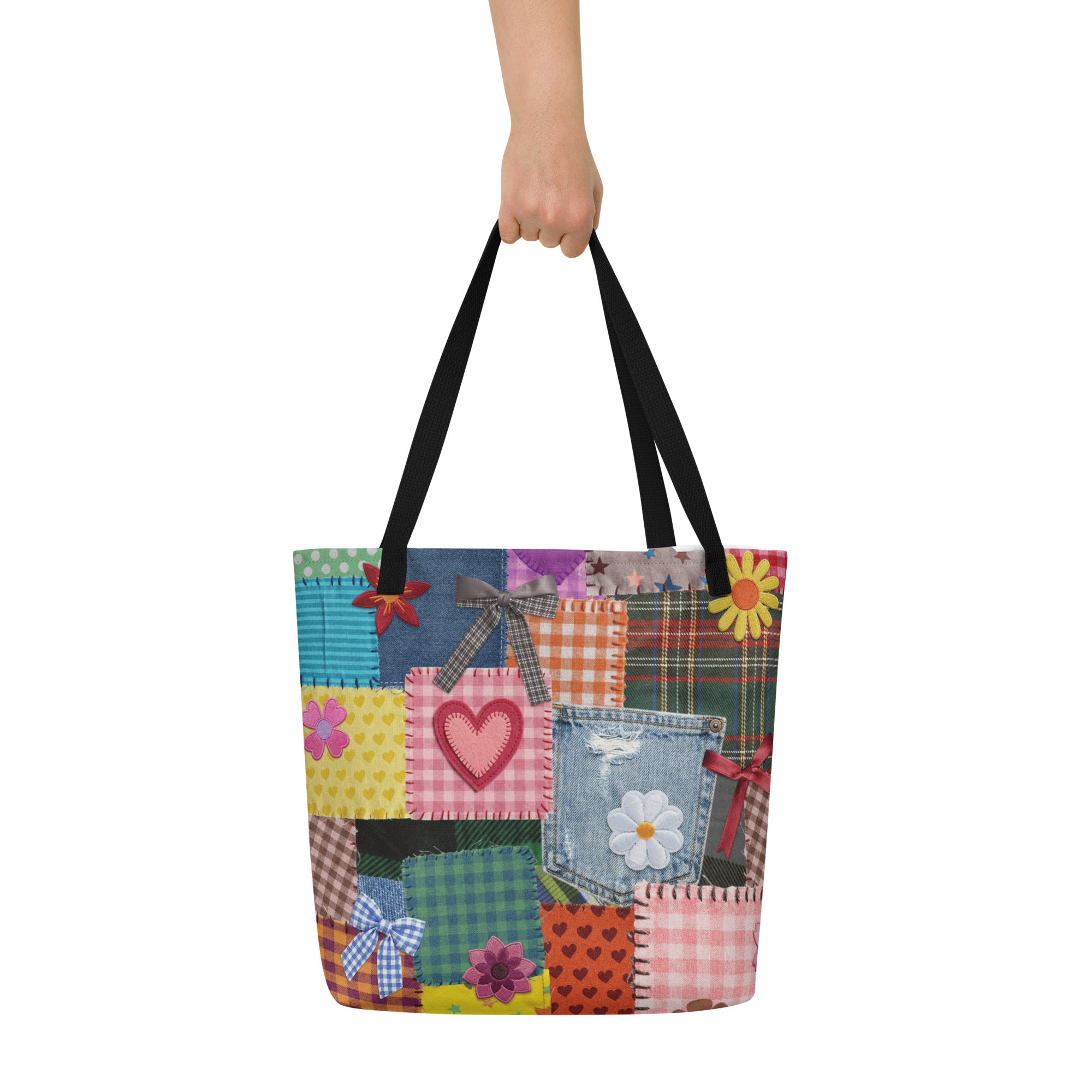 XL Tote Bag with Pocket - 'Perfect Patchwork'
