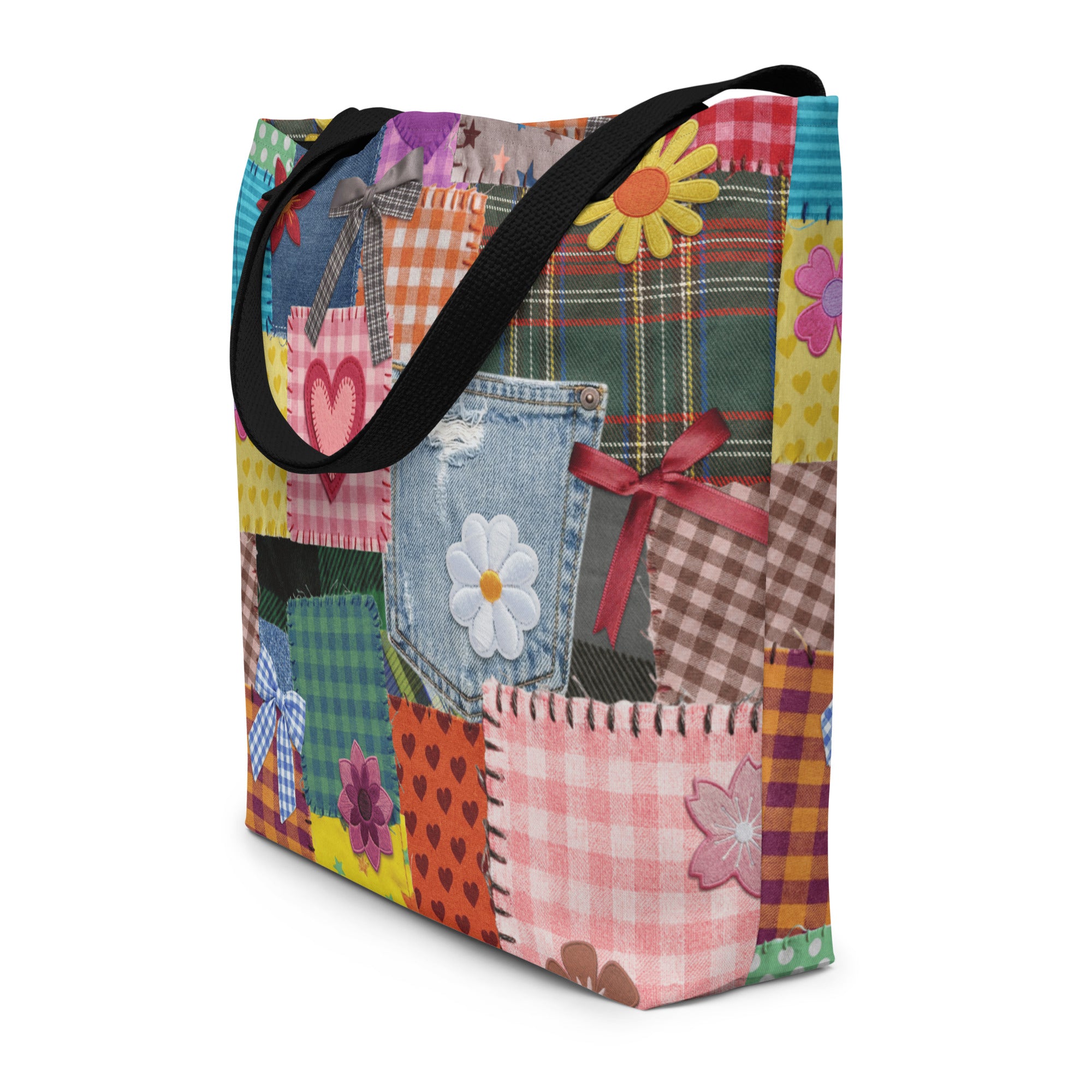 XL Tote Bag with Pocket - 'Perfect Patchwork'