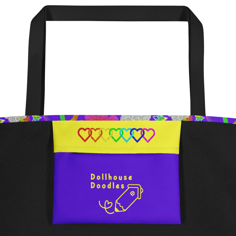 XL Tote Bag with Pocket - 'Glitter Stickers'