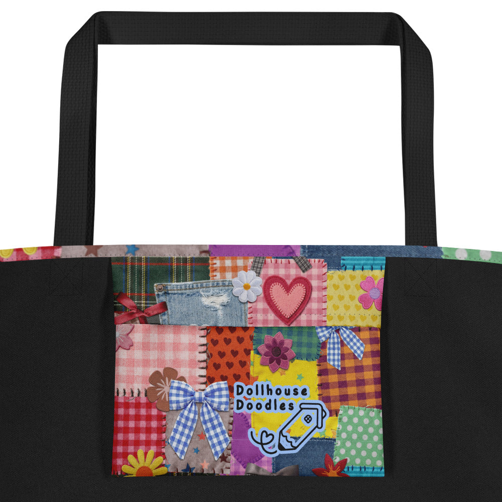 XL Tote Bag with Pocket - 'Perfect Patchwork'