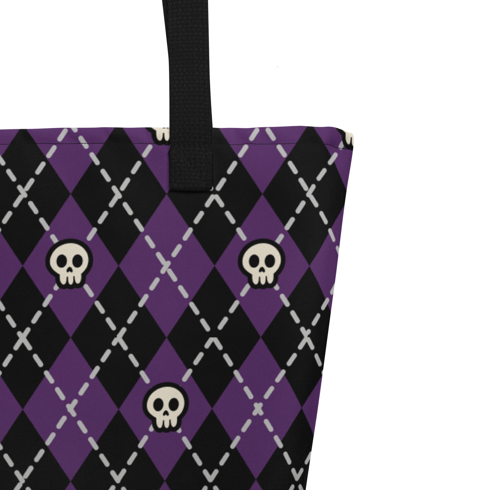 XL Tote Bag with Pocket - 'Diamond Skulls'