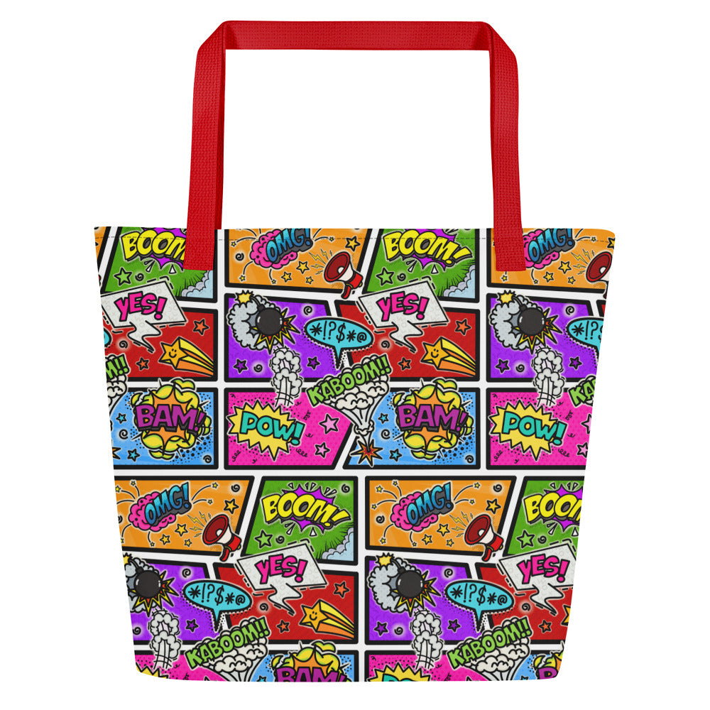 XL Tote Bag with Pocket - 'Comic Chaos'