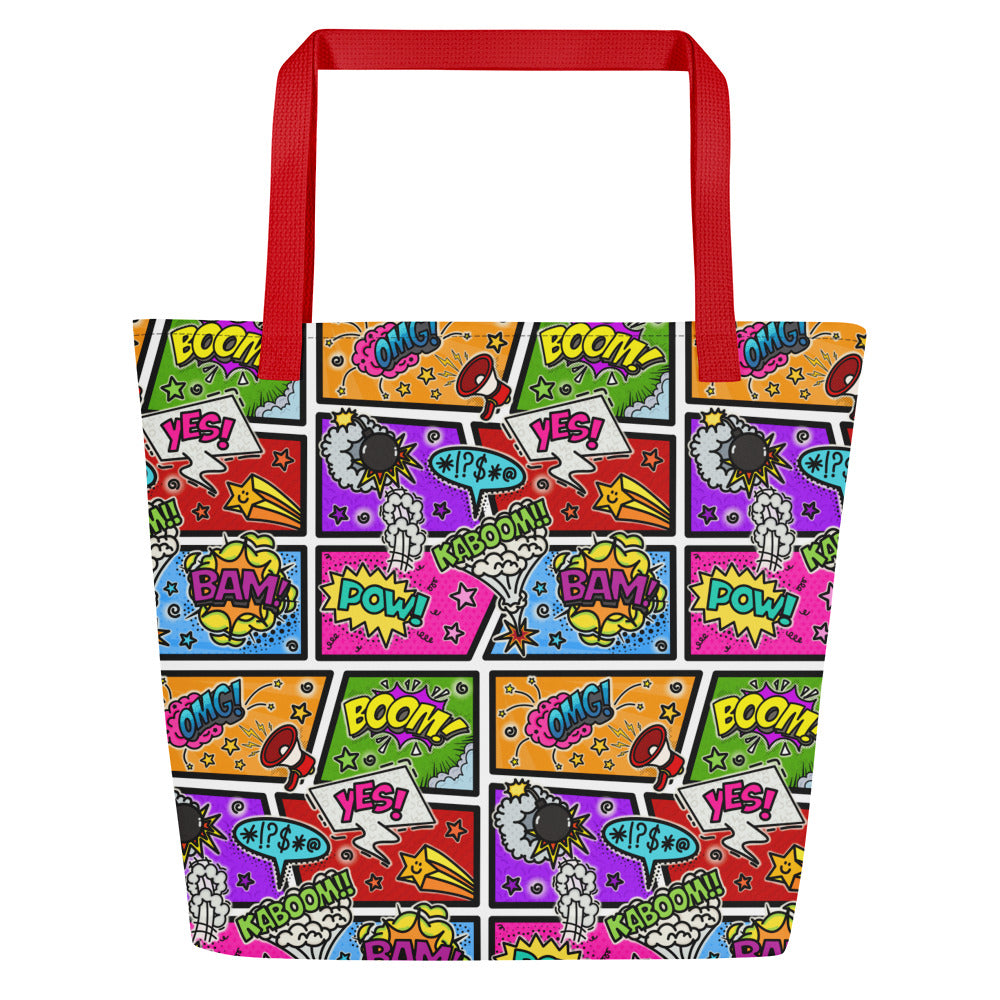 XL Tote Bag with Pocket - 'Comic Chaos' Default Title