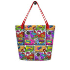 XL Tote Bag with Pocket - 'Comic Chaos'