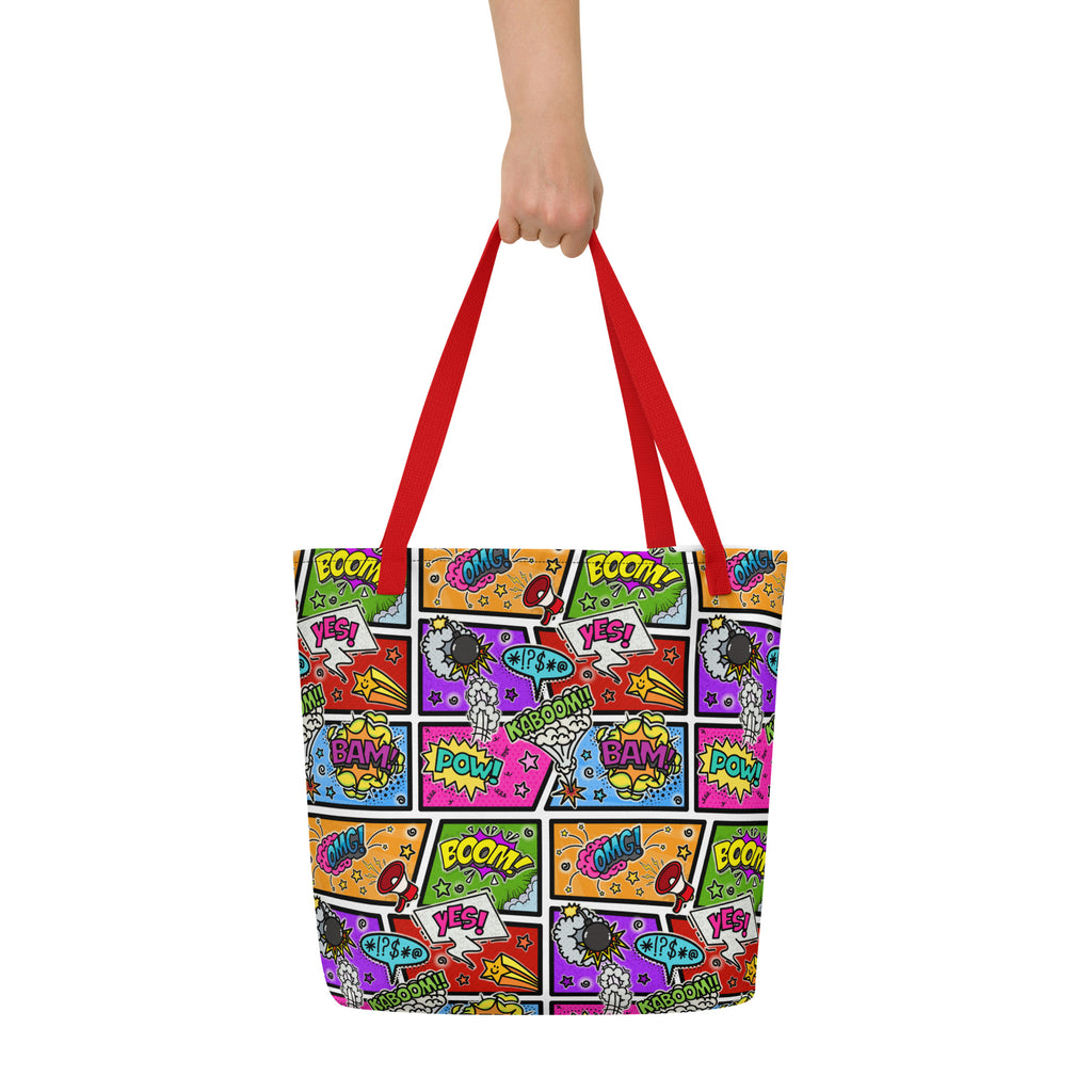 XL Tote Bag with Pocket - 'Comic Chaos'