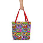 XL Tote Bag with Pocket - 'Comic Chaos'