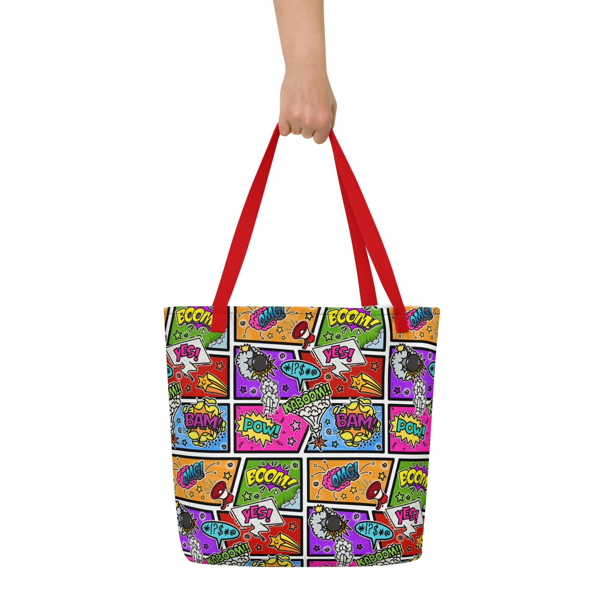 XL Tote Bag with Pocket - 'Comic Chaos'