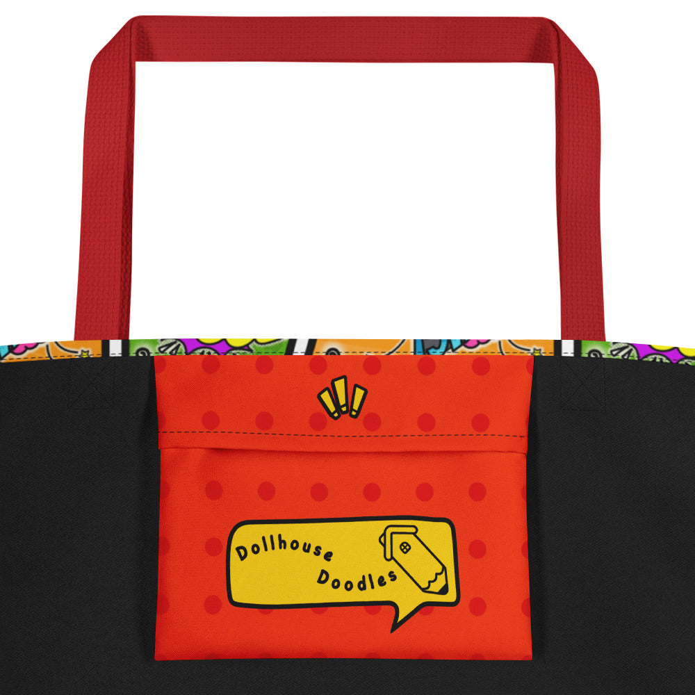 XL Tote Bag with Pocket - 'Comic Chaos'