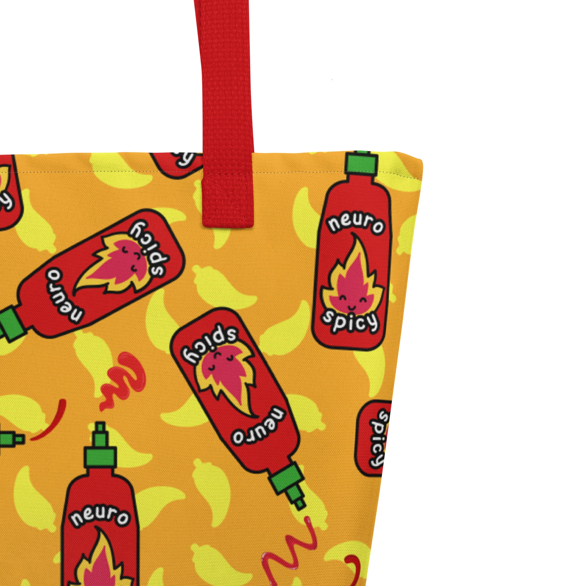 XL Tote Bag with Pocket - 'Neurospicy' Red