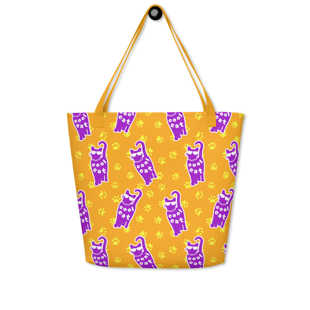 XL Tote Bag with Pocket - 'Cool Cat'