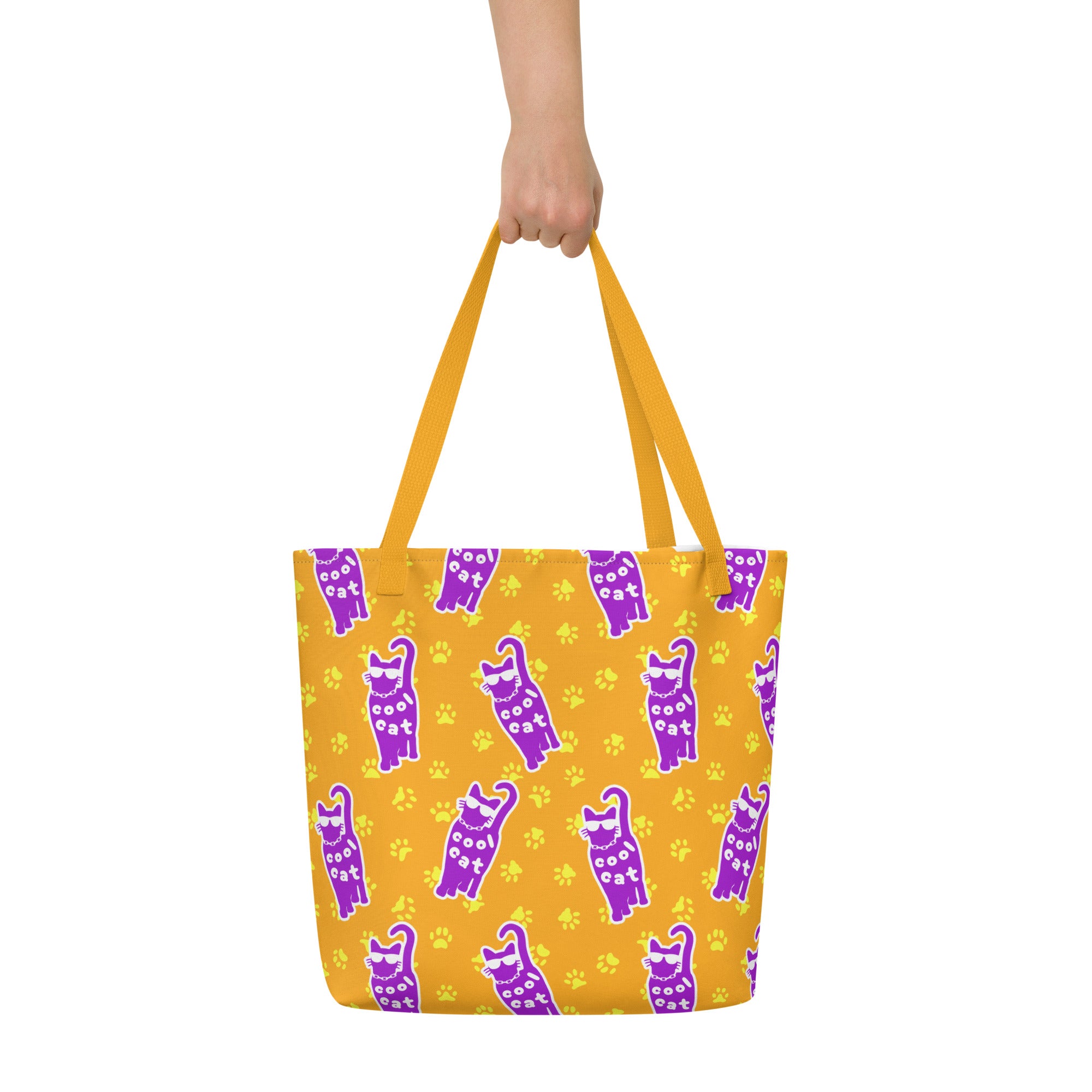 XL Tote Bag with Pocket - 'Cool Cat'