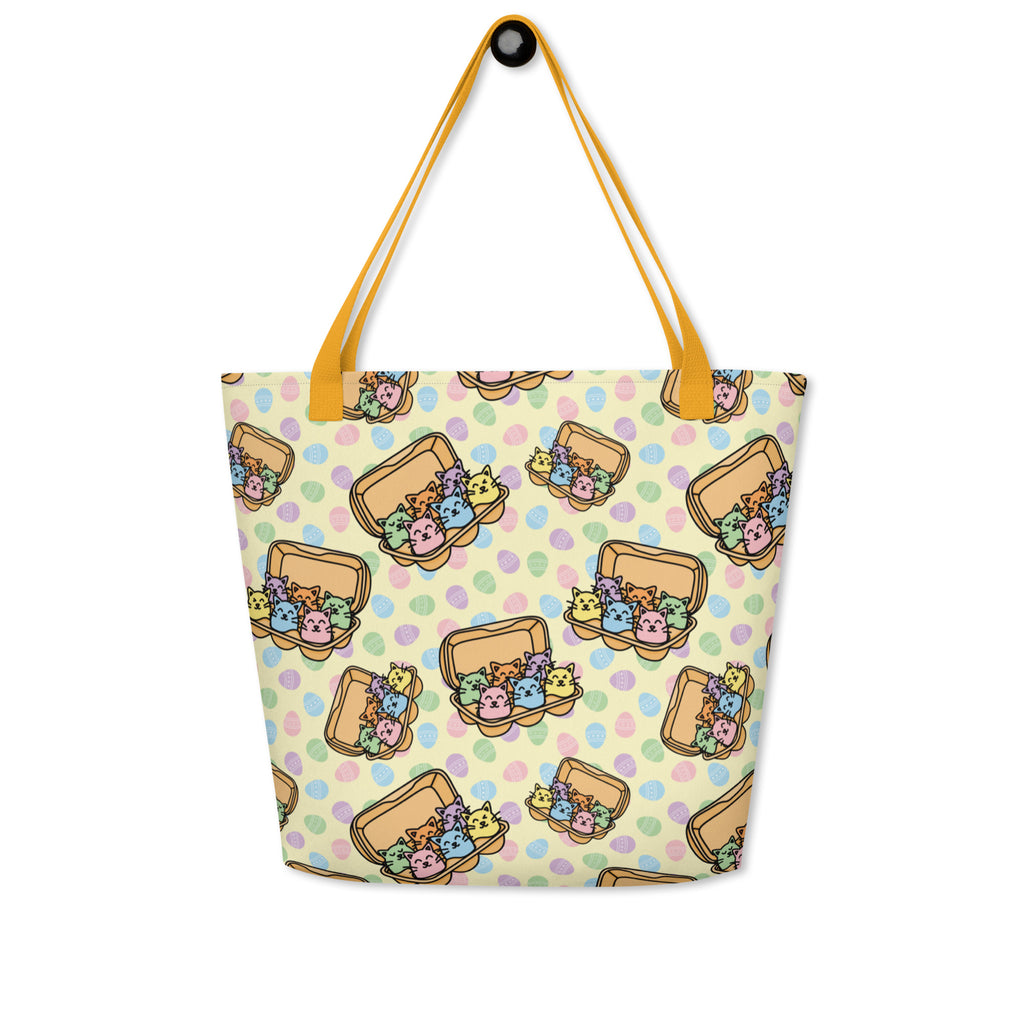XL Tote Bag with Pocket - 'Easter Kittens'