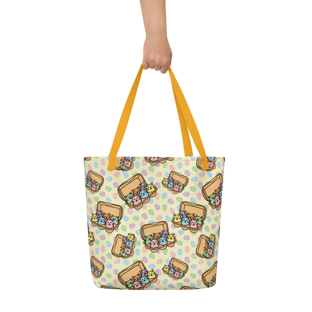 XL Tote Bag with Pocket - 'Easter Kittens'
