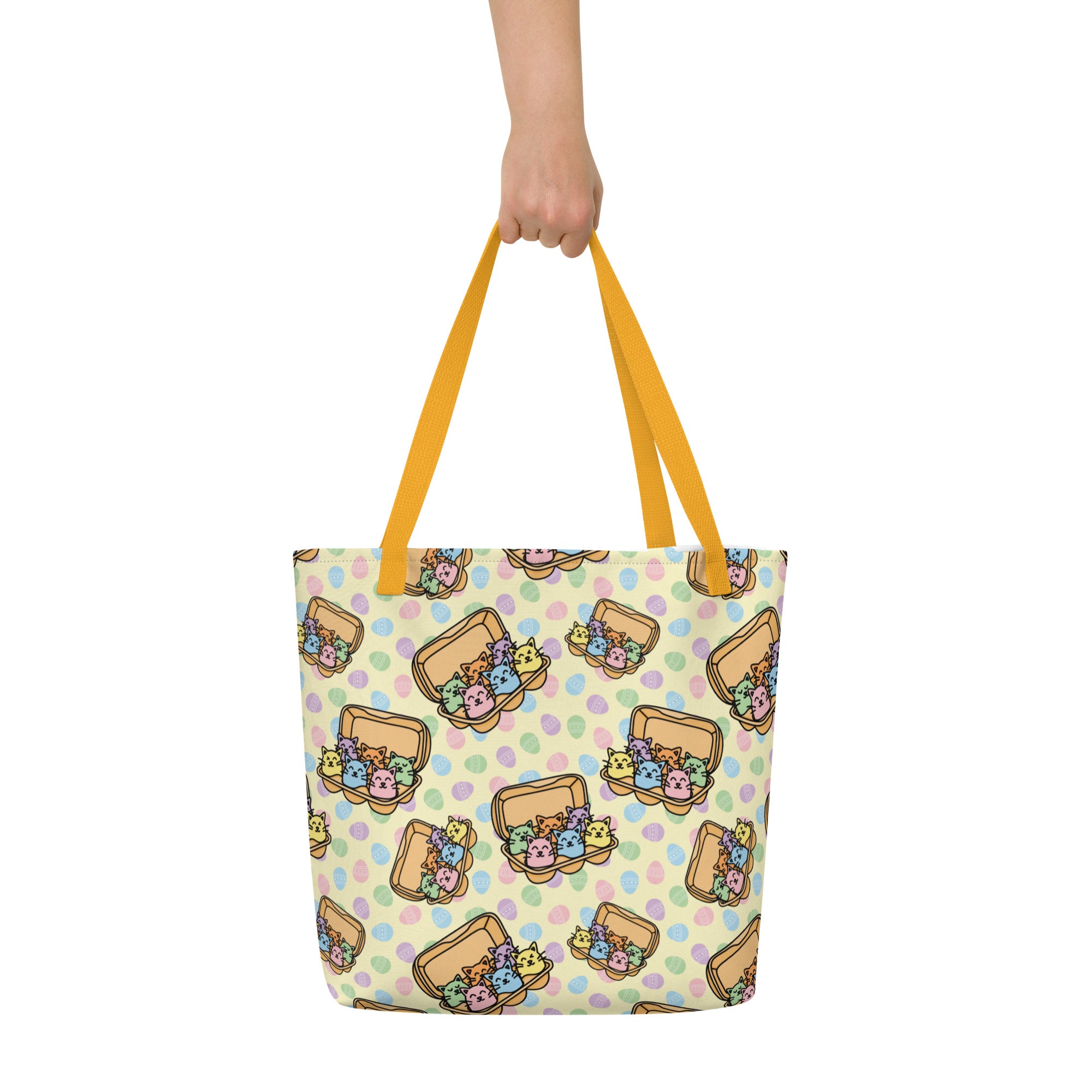 XL Tote Bag with Pocket - 'Easter Kittens'
