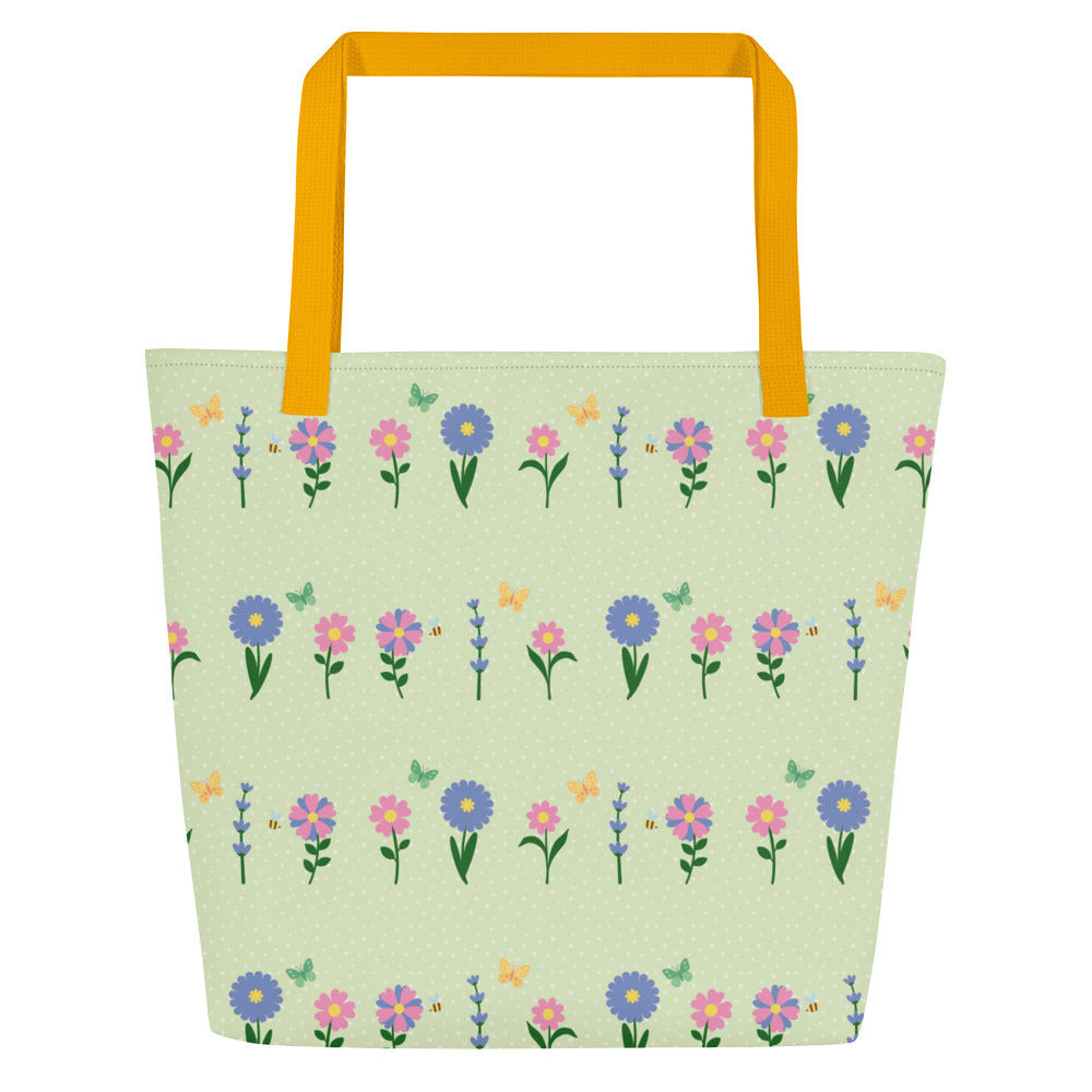 XL Tote Bag with Pocket - 'Spring Stems'