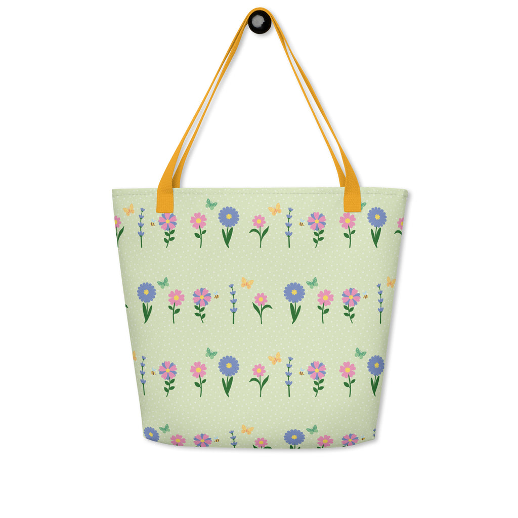 XL Tote Bag with Pocket - 'Spring Stems'