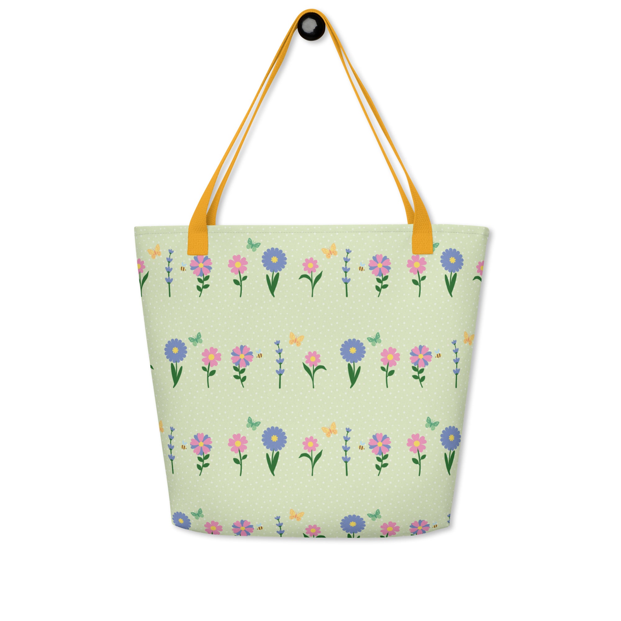 XL Tote Bag with Pocket - 'Spring Stems'