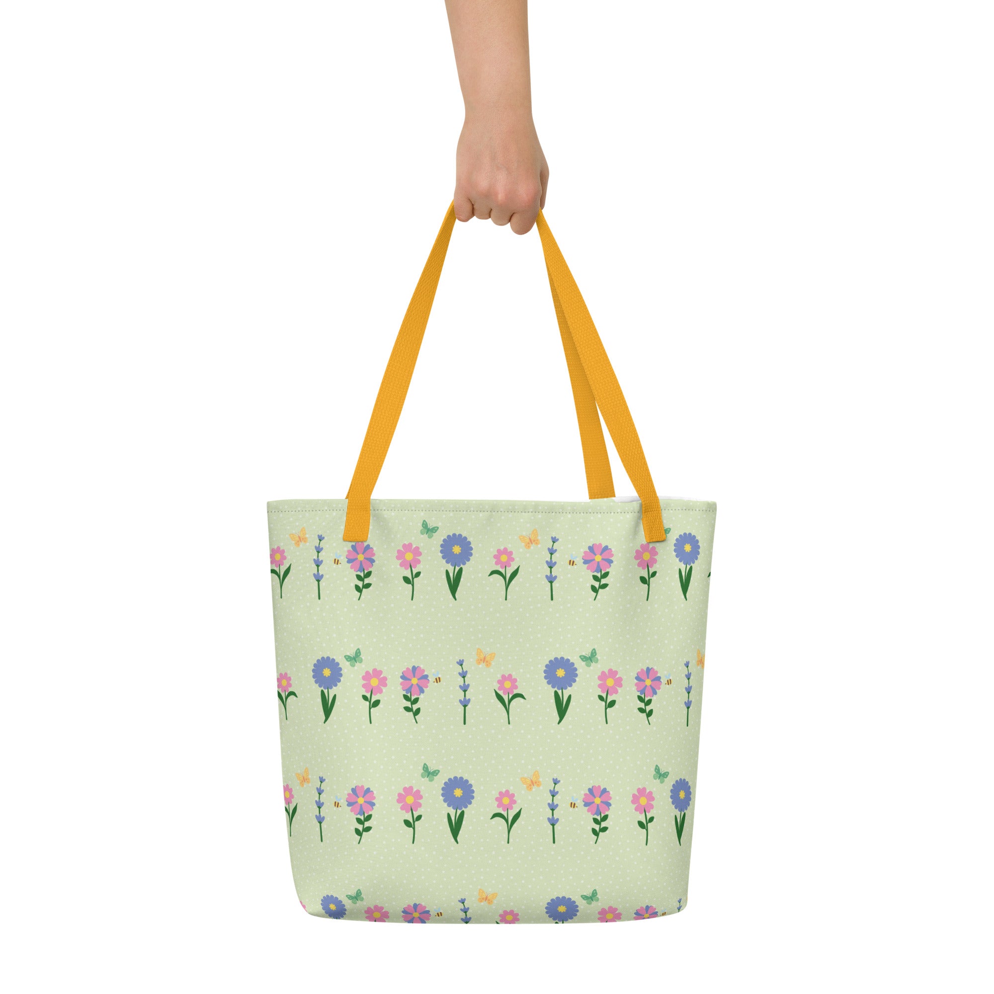 XL Tote Bag with Pocket - 'Spring Stems'