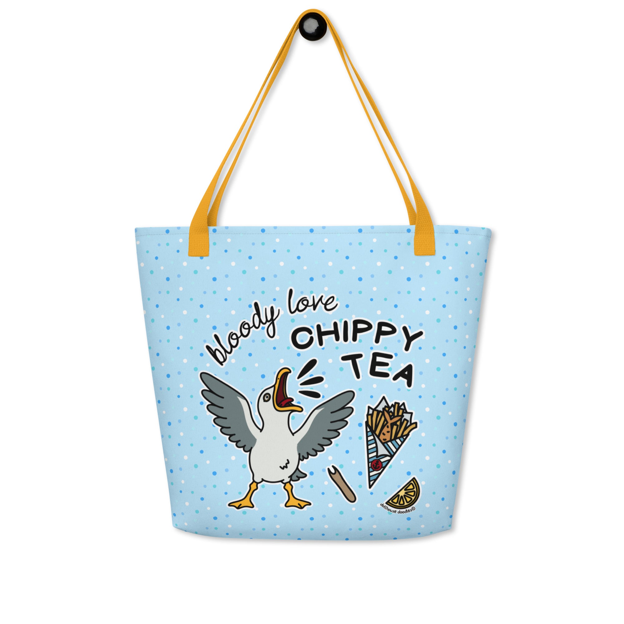 XL Tote Bag with Pocket - 'Chippy Tea' Tote Bag