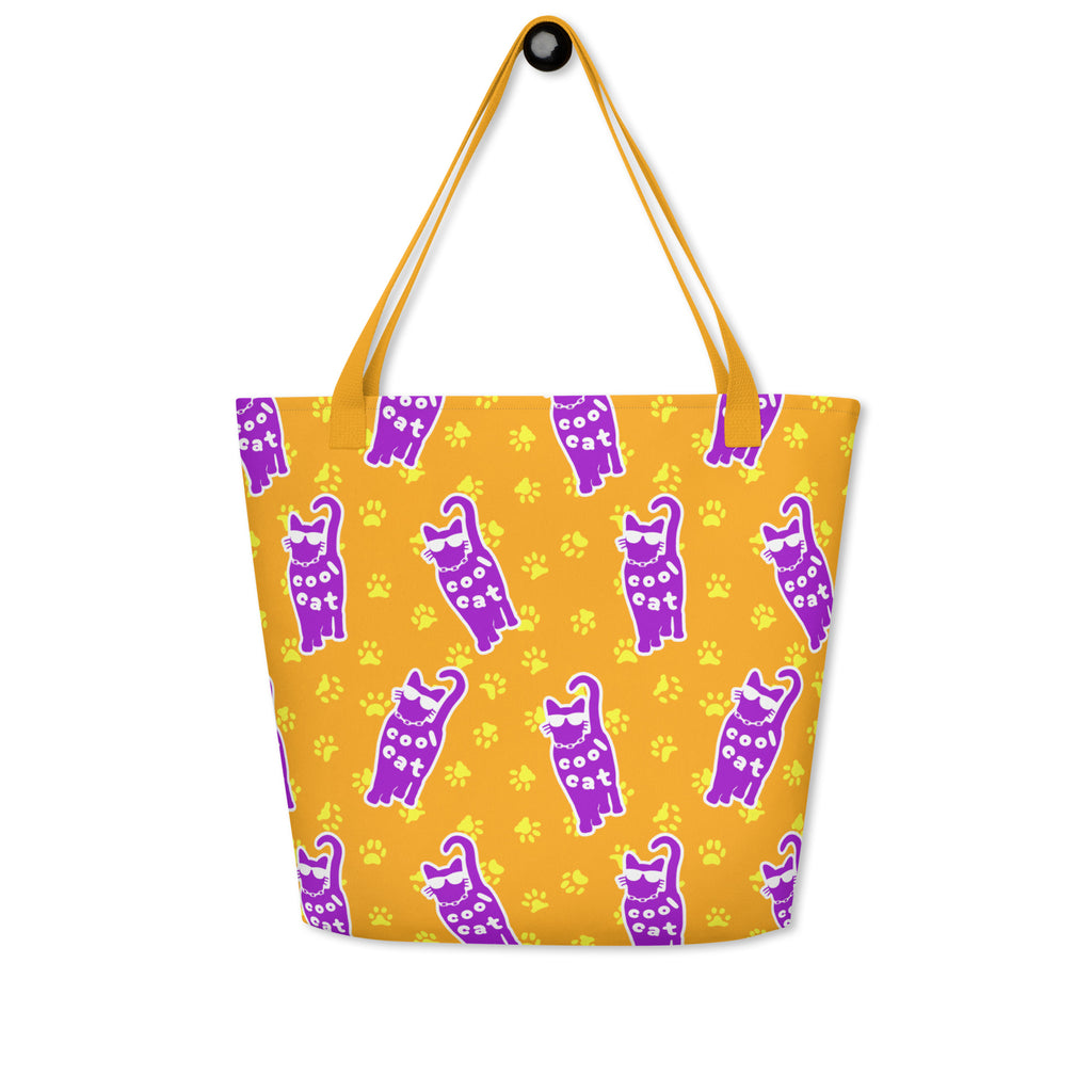 XL Tote Bag with Pocket - 'Cool Cat'