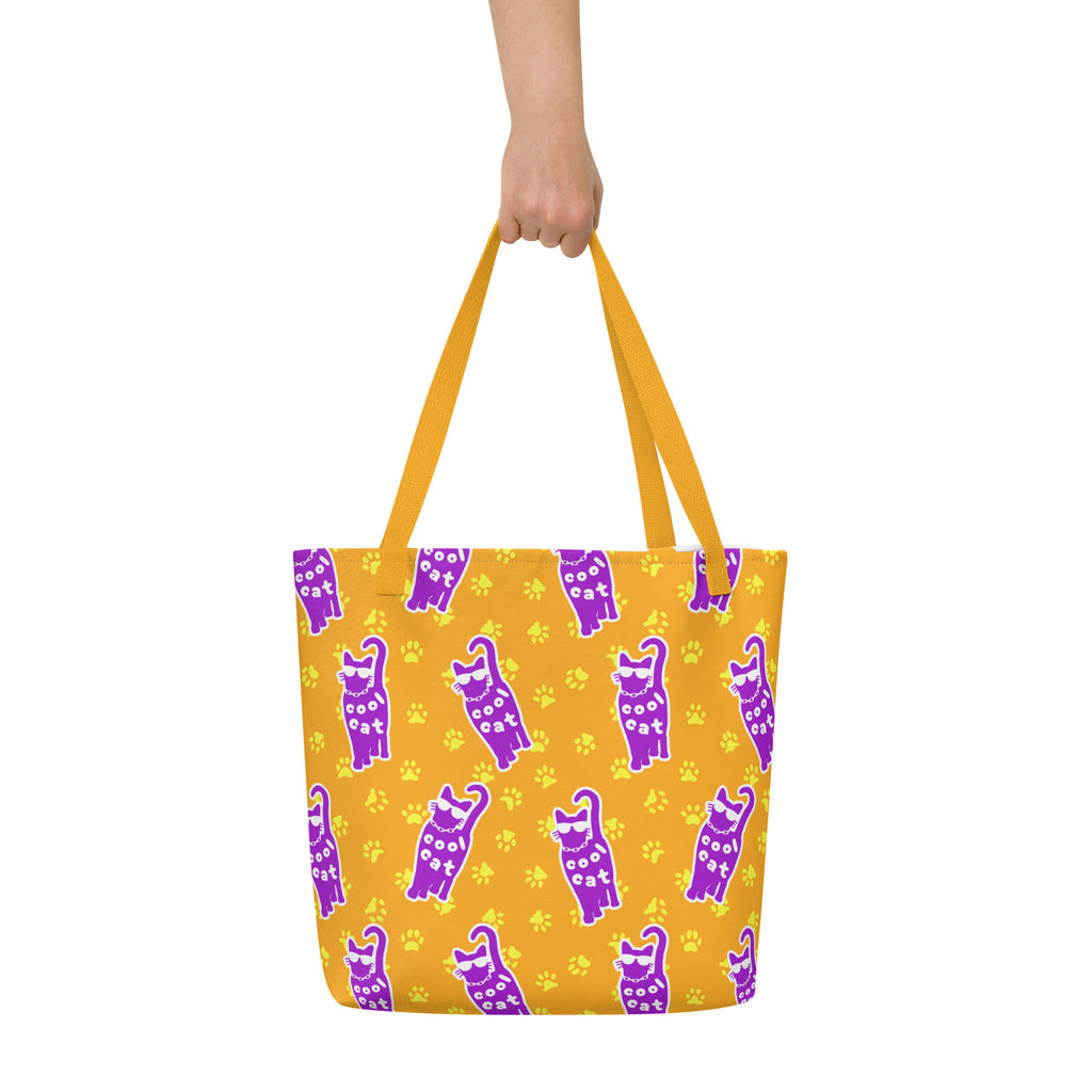 XL Tote Bag with Pocket - 'Cool Cat'