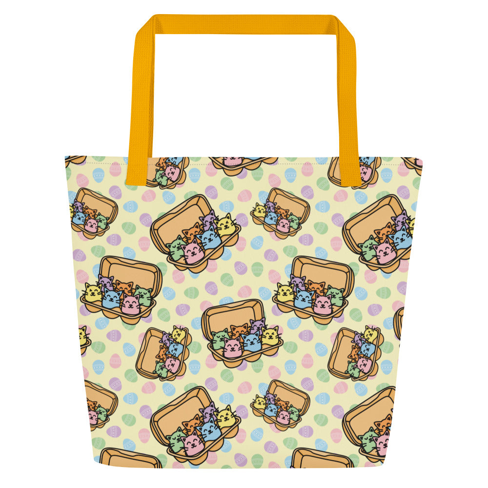 XL Tote Bag with Pocket - 'Easter Kittens' Default Title