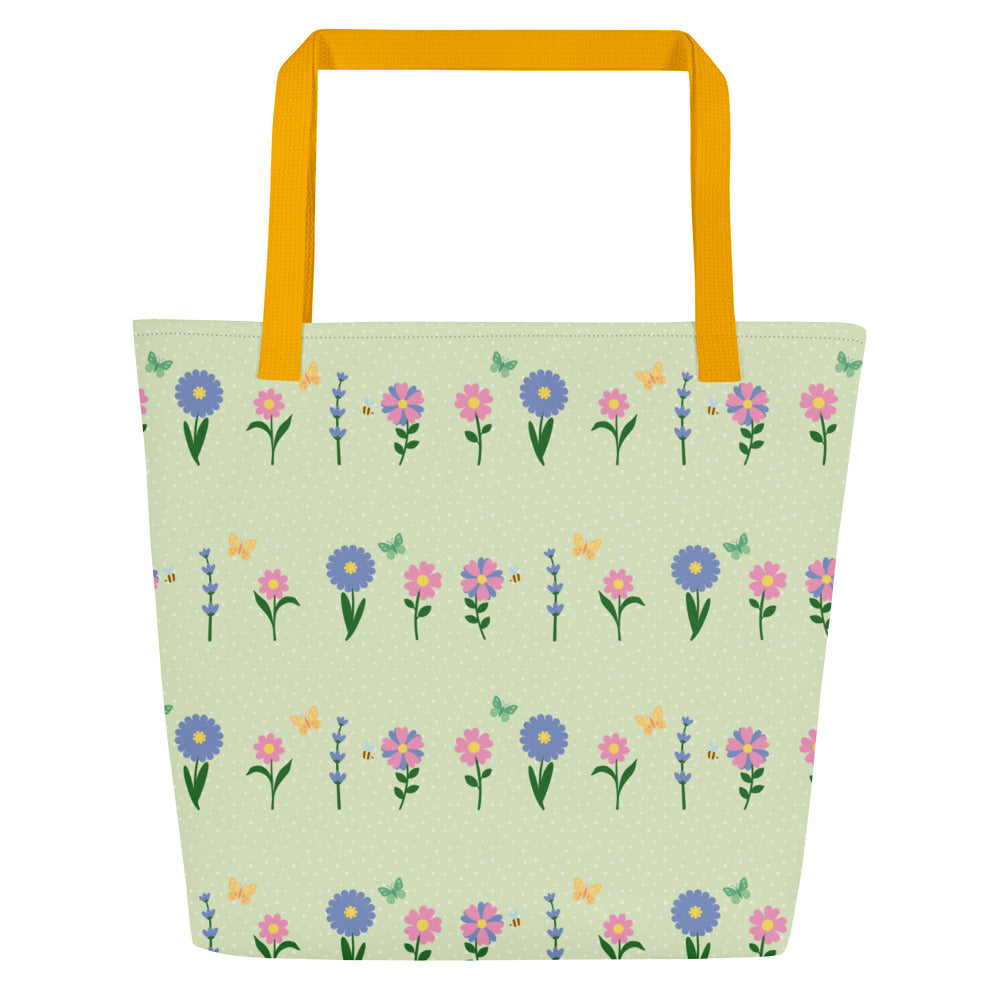 XL Tote Bag with Pocket - 'Spring Stems' Default Title