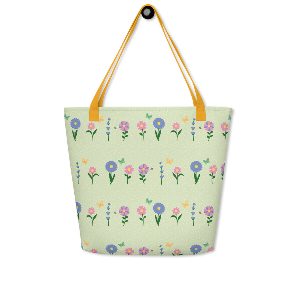 XL Tote Bag with Pocket - 'Spring Stems'