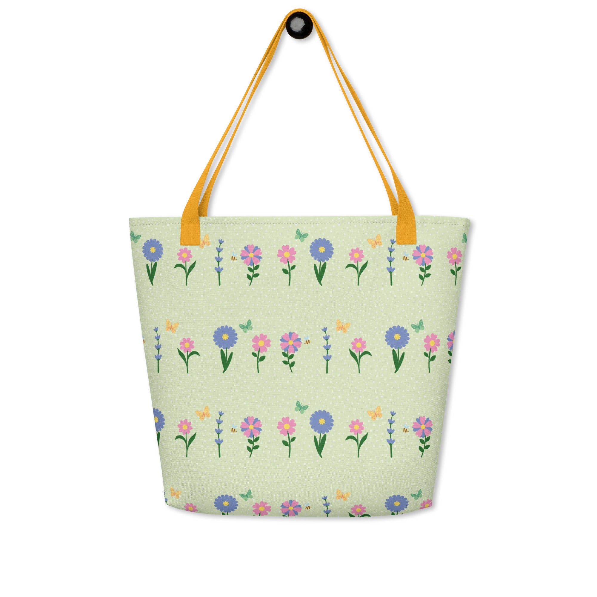 XL Tote Bag with Pocket - 'Spring Stems'