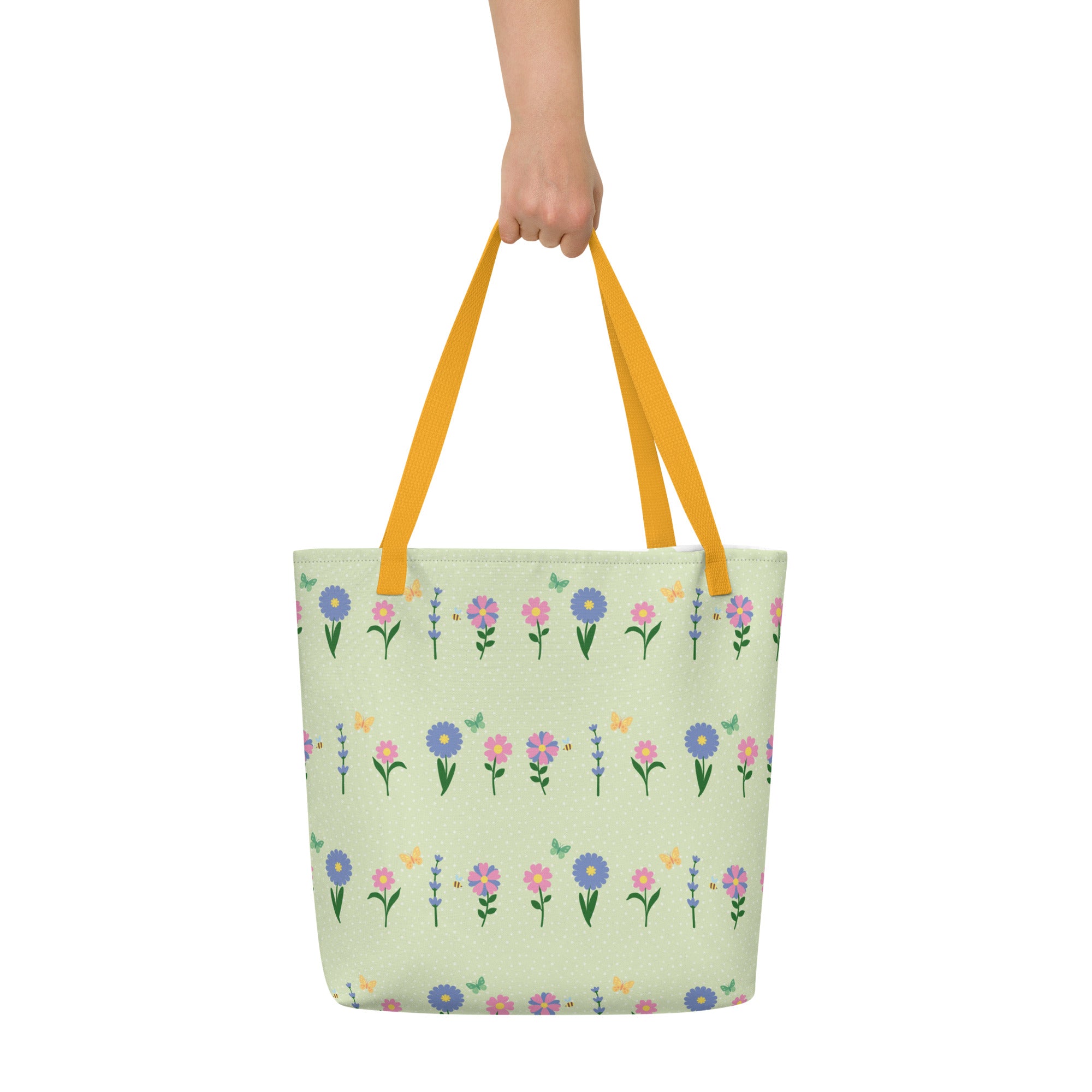 XL Tote Bag with Pocket - 'Spring Stems'