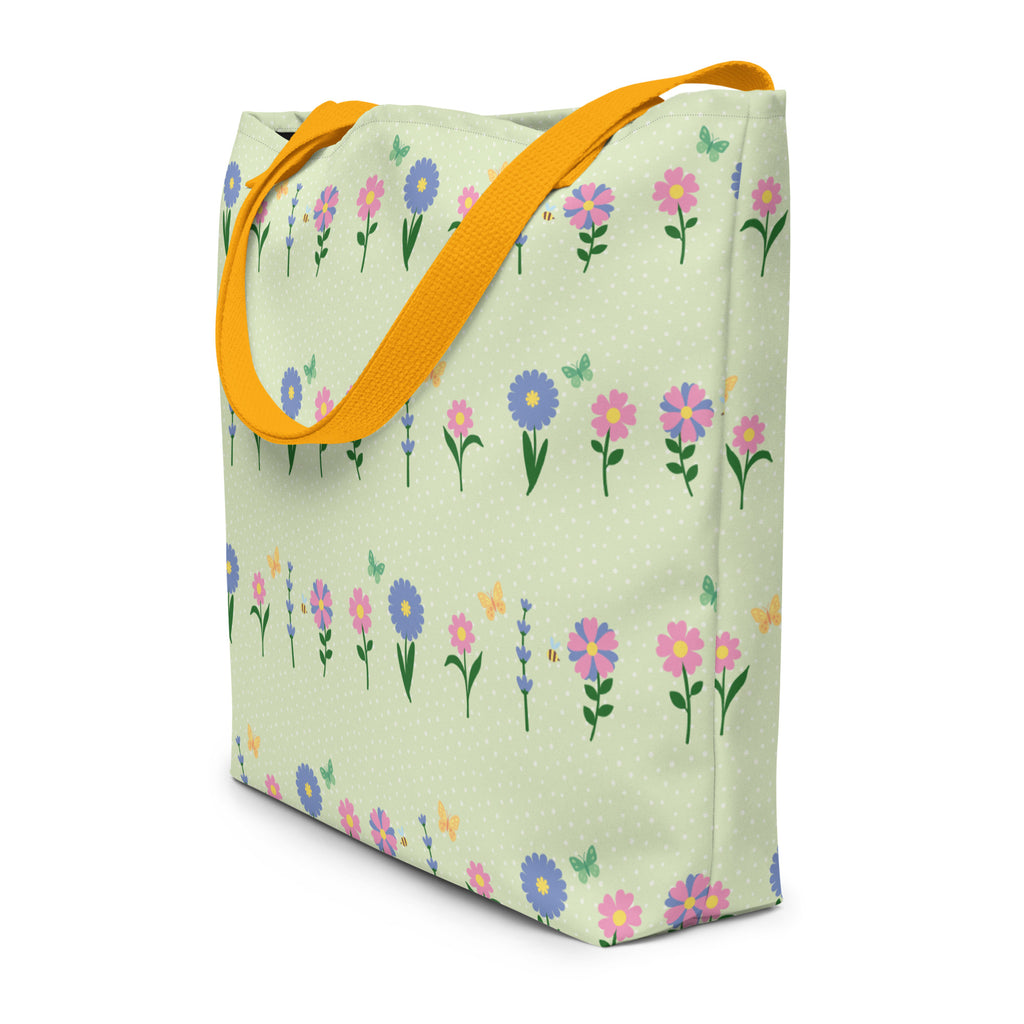 XL Tote Bag with Pocket - 'Spring Stems'