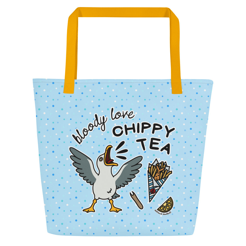 XL Tote Bag with Pocket - 'Chippy Tea' Default Title Tote Bag