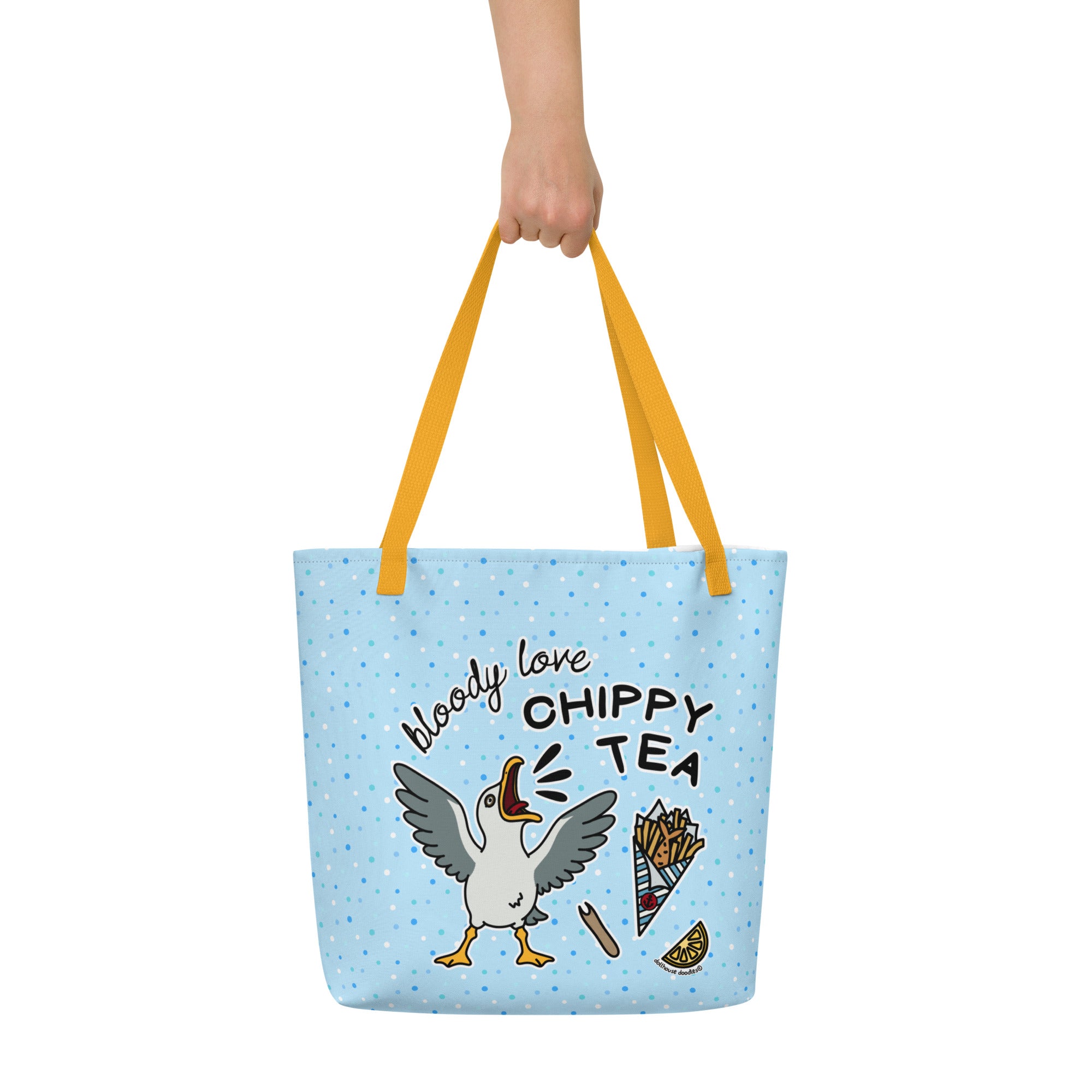 XL Tote Bag with Pocket - 'Chippy Tea' Tote Bag