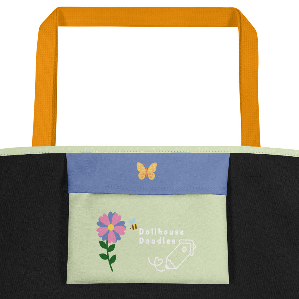 XL Tote Bag with Pocket - 'Spring Stems'