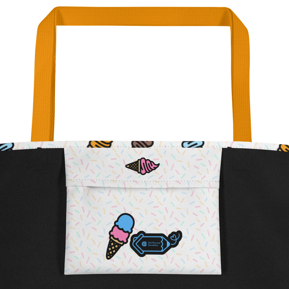 XL Tote Bag with Pocket - 'Ice Cream' Tote Bag