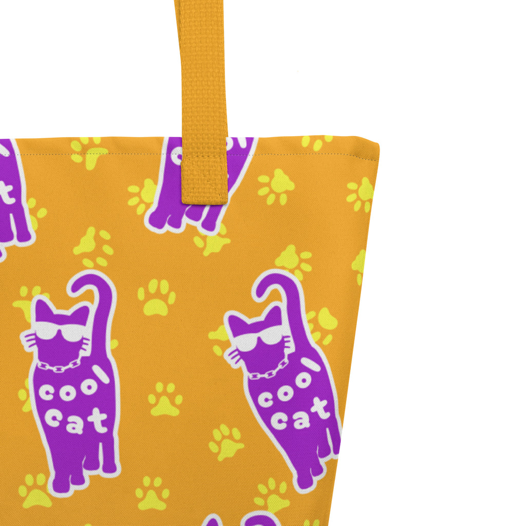 XL Tote Bag with Pocket - 'Cool Cat'
