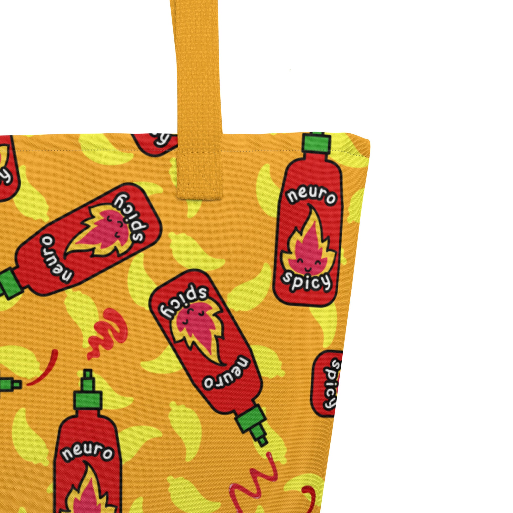 XL Tote Bag with Pocket - 'Neurospicy' Yellow