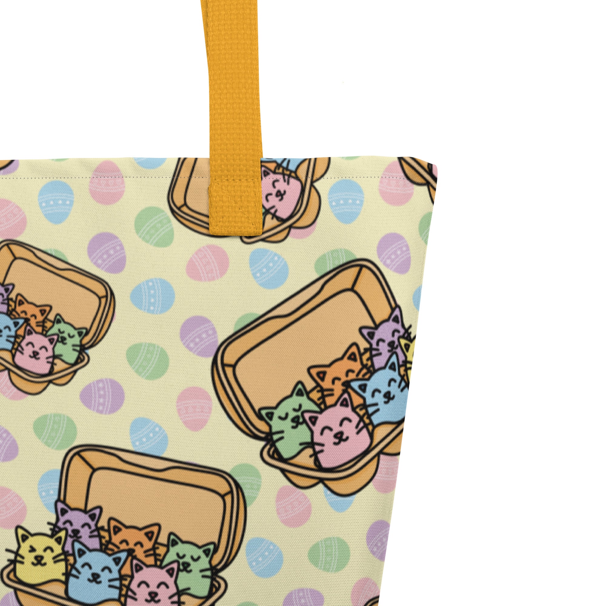 XL Tote Bag with Pocket - 'Easter Kittens'