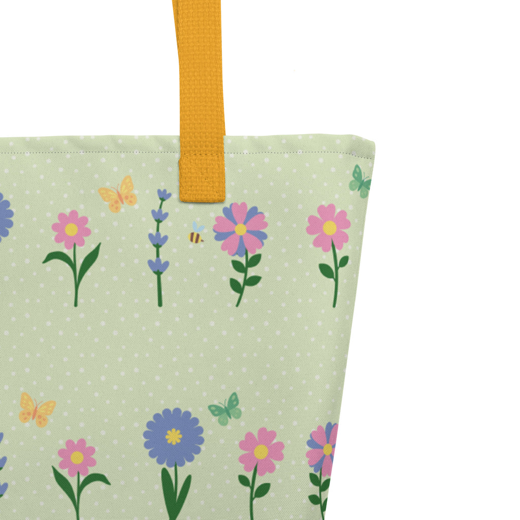 XL Tote Bag with Pocket - 'Spring Stems'