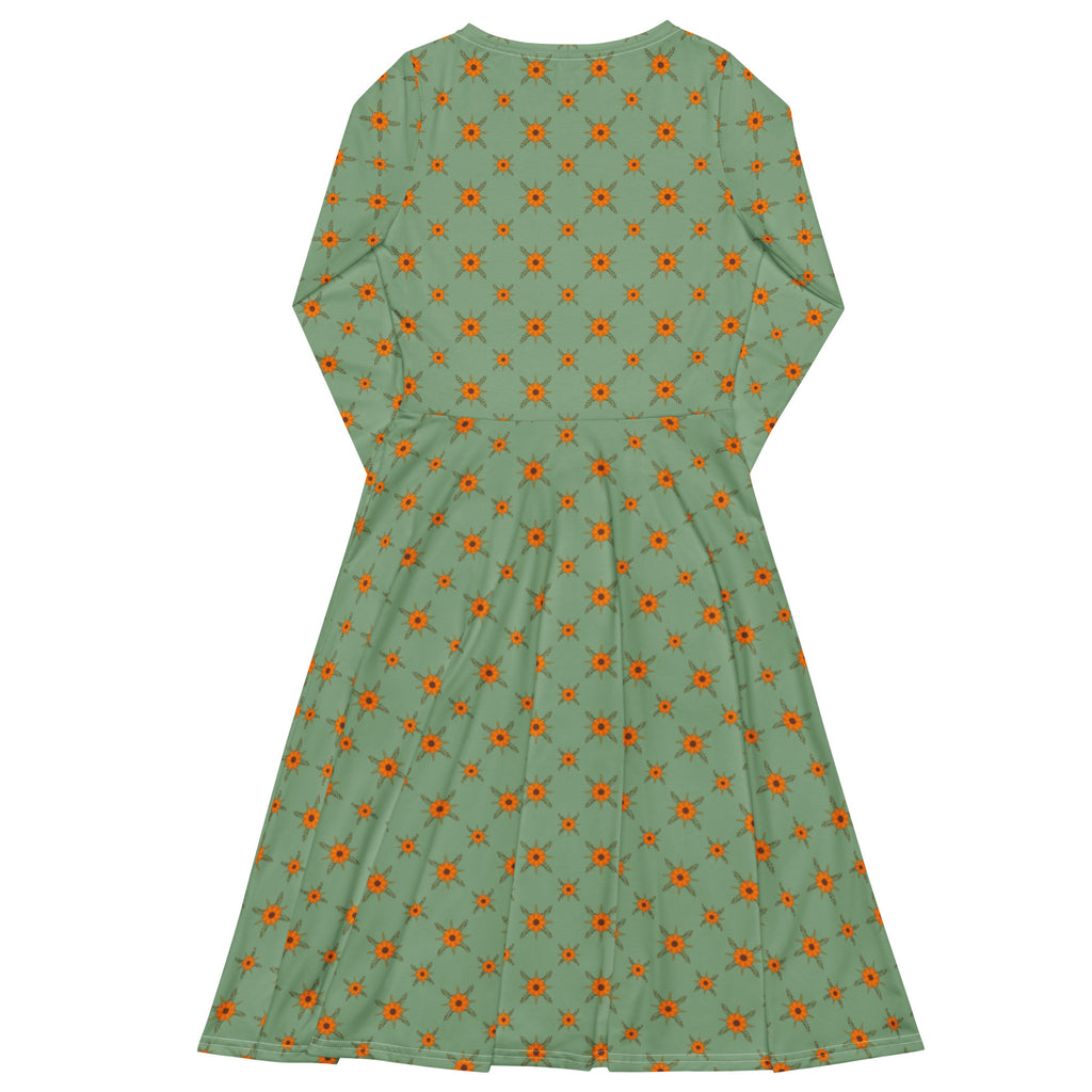 Long Sleeve Pocket Flare Dress - 'Summertime Vintage'