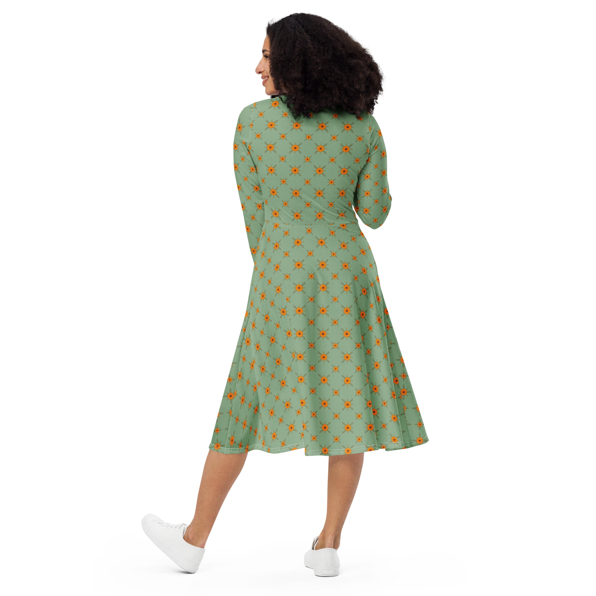 Long Sleeve Pocket Flare Dress - 'Summertime Vintage'
