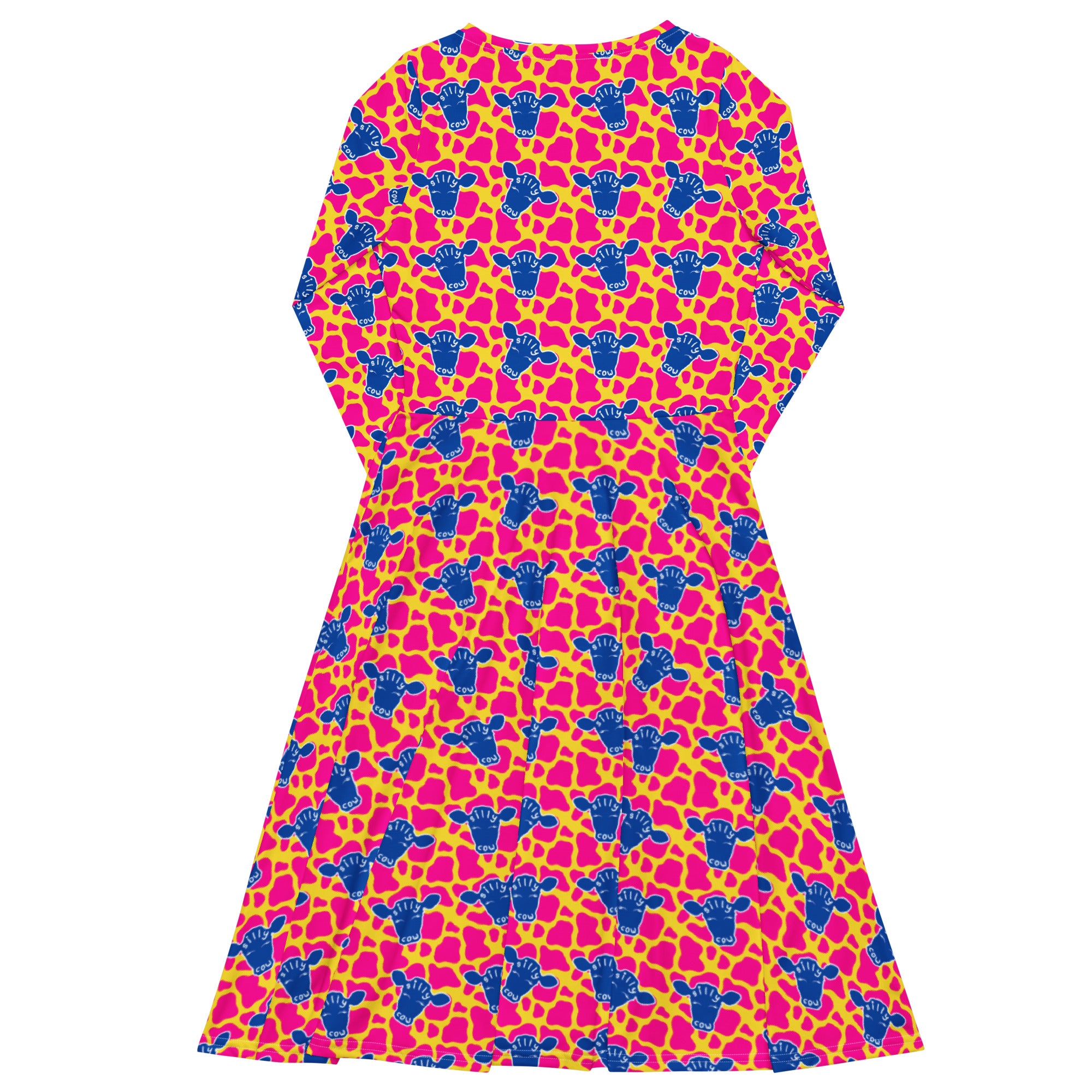Long Sleeve Pocket Flare Dress - 'Silly Cow'