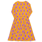 Long Sleeve Pocket Flare Dress - 'Cool Cat'